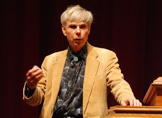 Pulitzer Prize-winning author Douglas Hofstadter gave his lectures, titled â€œIntro to Pushkinâ€™s Eugene Oneginâ€ and â€œYou are a Strange Loopâ€ to members of the Trinity and San Antonio community on Oct. 29 and 30 at 7:30 p.m. in Laurie Auditorium. Photo by Matthew Brink.