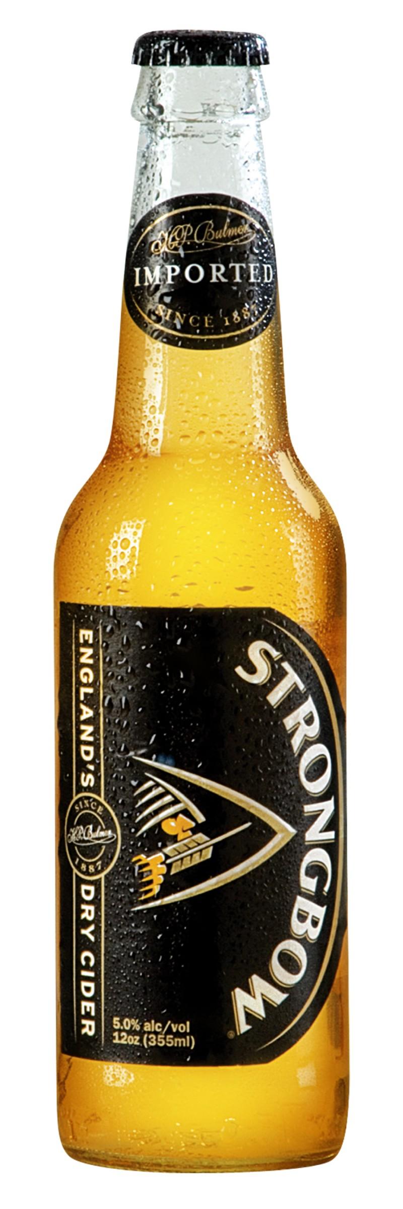 A bottle of Strongbow, a popular English cider.