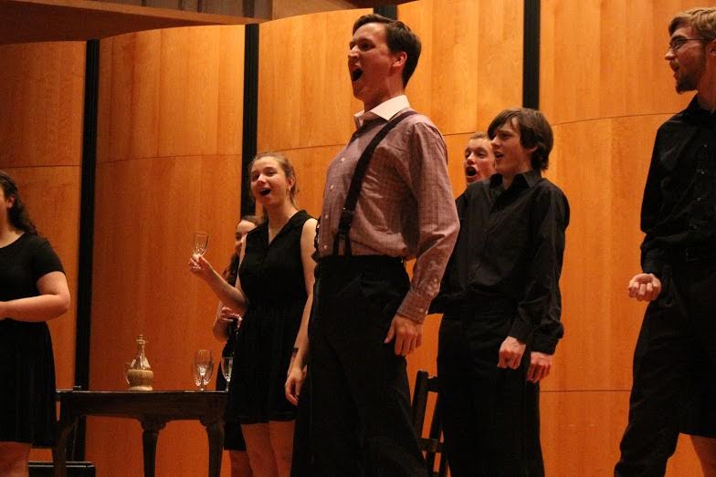 MATTHEW REYNOLDS, center, sings a powerful song during the second performance of â€œCavalleria rusticanaâ€ from its original production last April. 