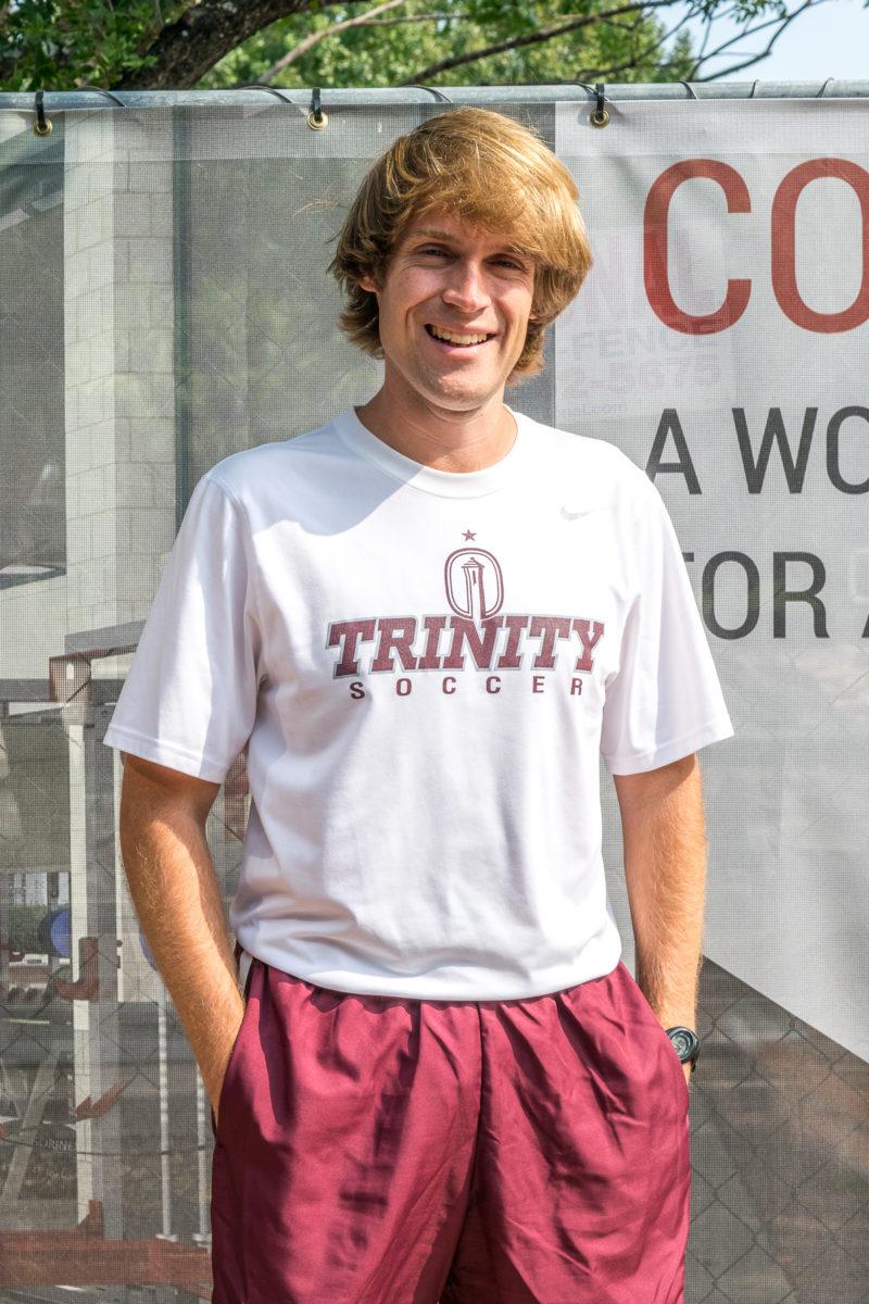 Coach Edward Cartee, the assistant mens soccer coach, was also a Trinity student. Photo by Allison Wolff