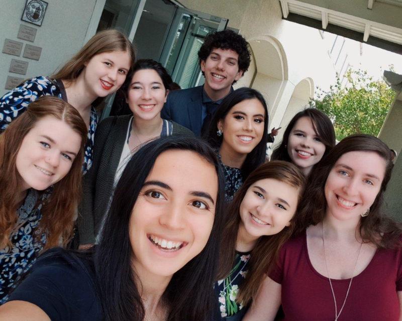 Ashley Lachterman (center right), co-president of JSA-Hillel, joins other students in celebration of Rosh Hashana. photo provided by Lachterman