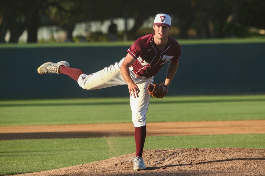 Right-hand pitcher Mark Tindall is one of many student athletes to return to the mound.
