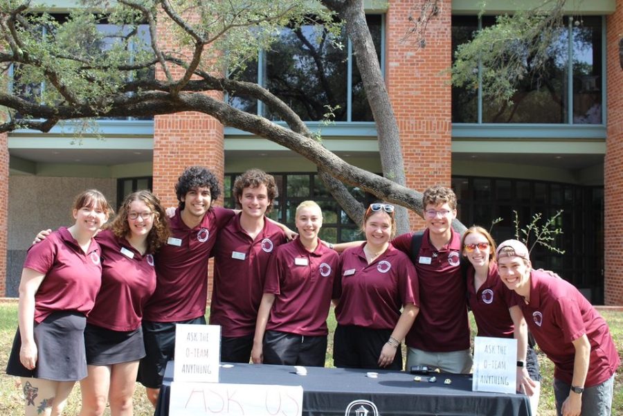 O-Team set up at a booth to help out new students