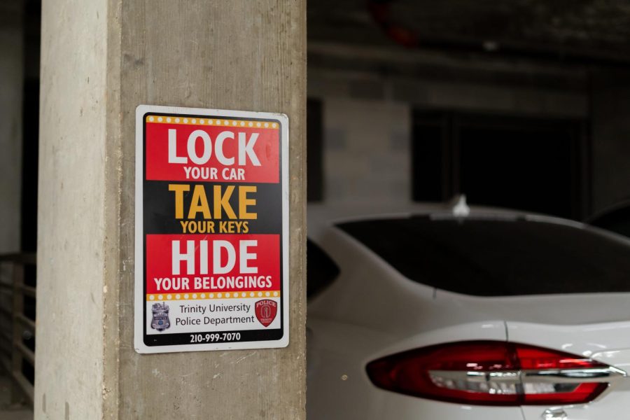 A+TUPD+sign+reminds+City+Vista+residents+to+secure+their+cars+to+prevent+theft.