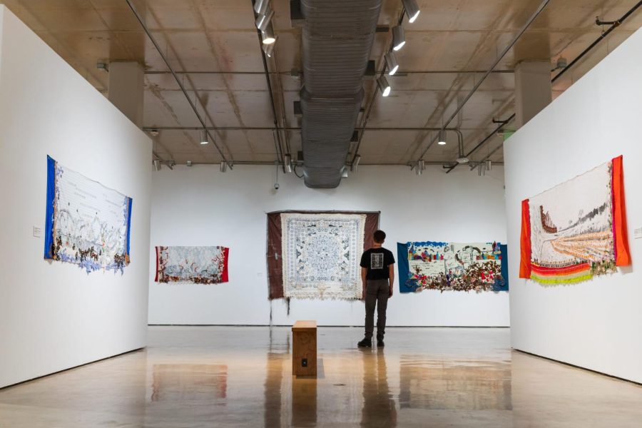 Tapestries on display at the Centro de Artes Gallery