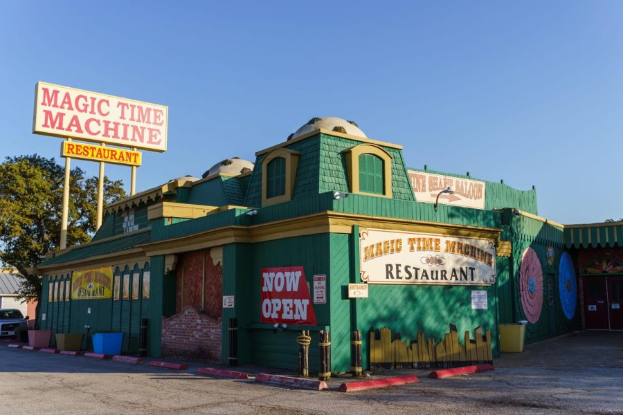 The Magic Time Machine restaurant building lies near the intersection of Broadway and 410.