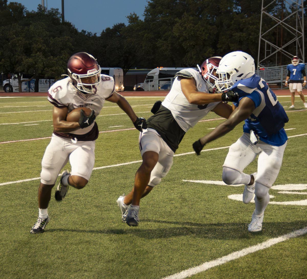 Junior Jackson Williams makes a play at scrimmage on Aug. 29