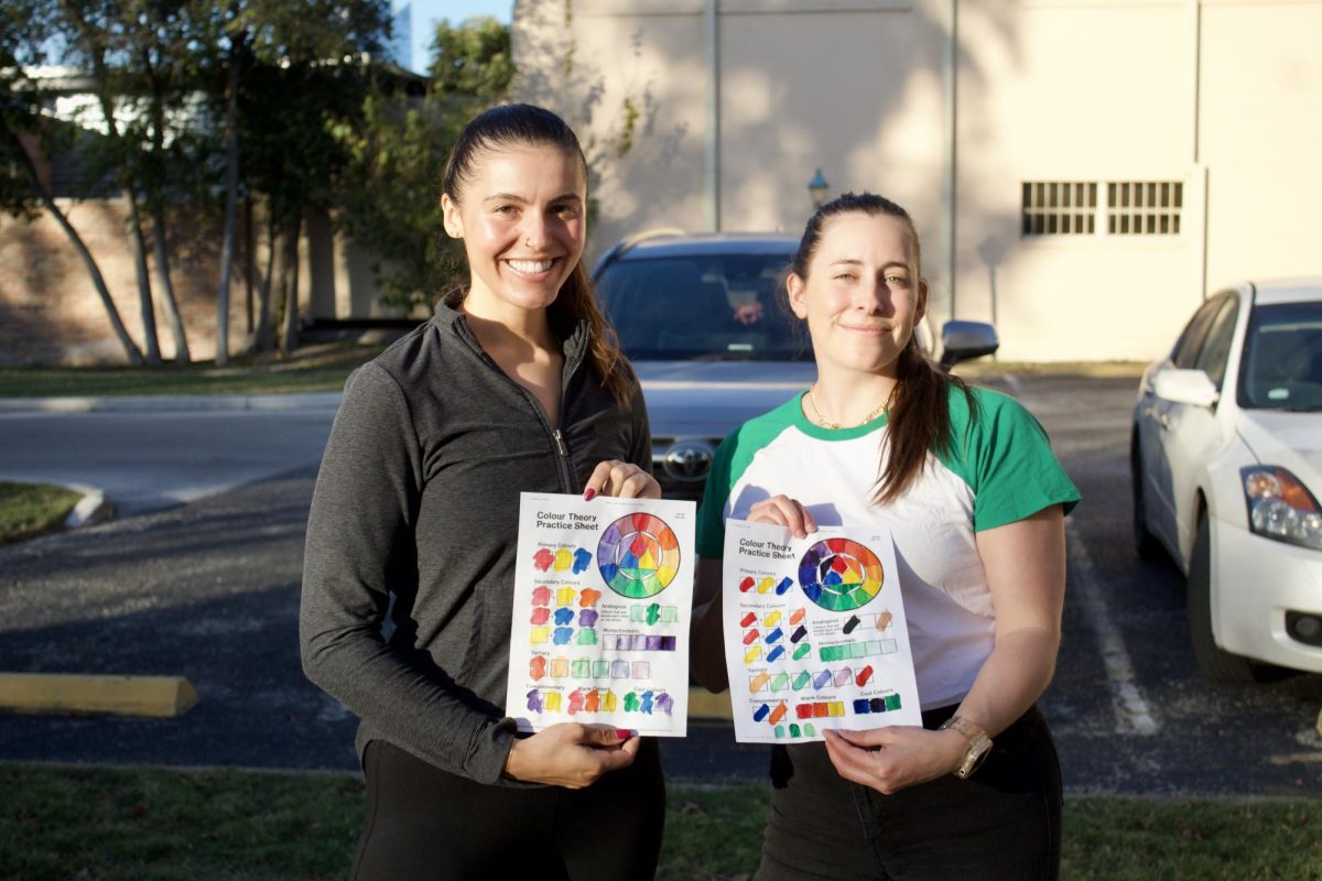  Lena Sierocinski and Hannah Wood showing off their work from their class at the Commander's House Adult and Senior Center.