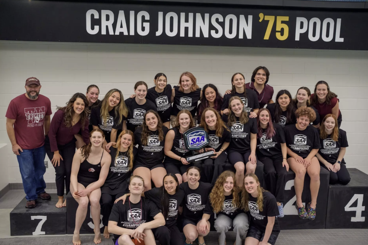 Women’s swimming and diving wins the SAA. Courtesy of TRINITY SPORTS INFORMATION