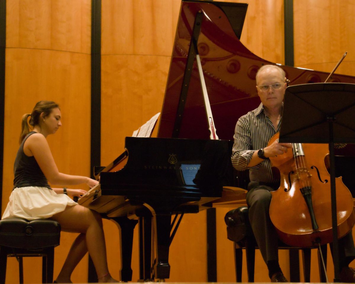 
First-year Clara Rabagos's piano and Mollenauer's cello weave together during the I Solod with Soli Chamber concert. 
