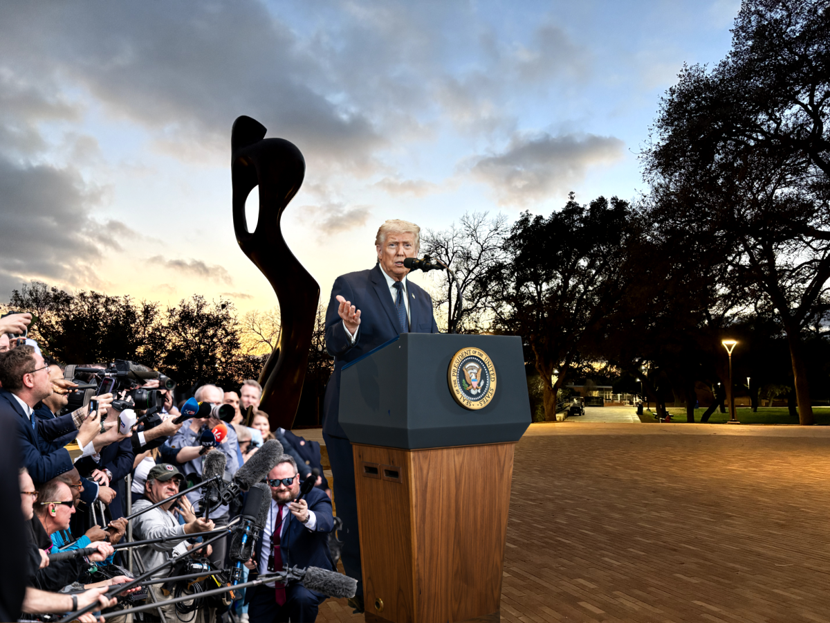 Donald Trump's arrival to campus.