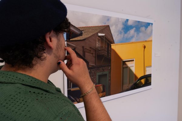 Frederic "Freddy" Marmolejo looks over his piece "New Orleans"